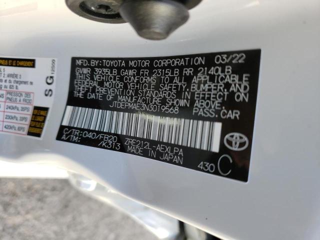 Photo 10 from auction – 2022 TOYOTA COROLLA LE with VIN JTDEPMAE3N3019568