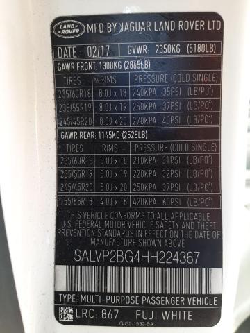 Photo 10 from auction – 2017 LAND ROVER RANGE ROVE with VIN SALVP2BG4HH224367