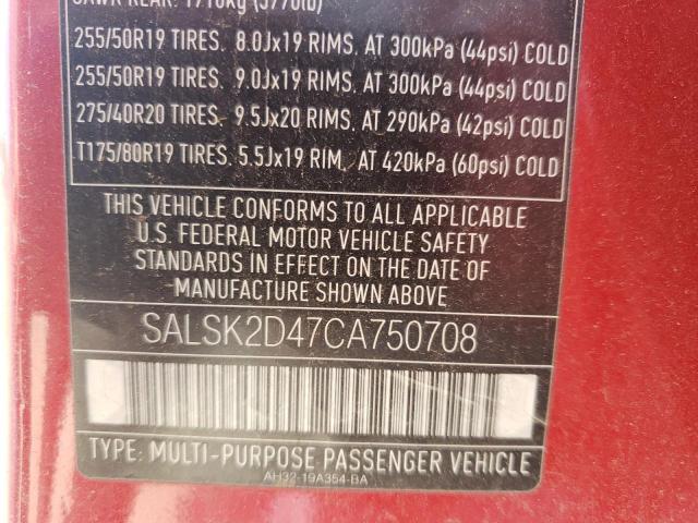 Photo 10 from auction – 2012 LAND ROVER RANGE ROVE with VIN SALSK2D47CA750708