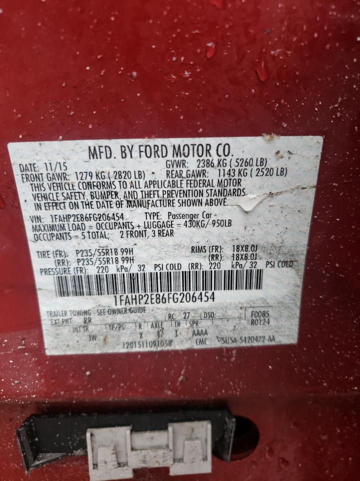 Photo 10 from auction – 2015 FORD TAURUS SEL with VIN 1FAHP2E86FG206454