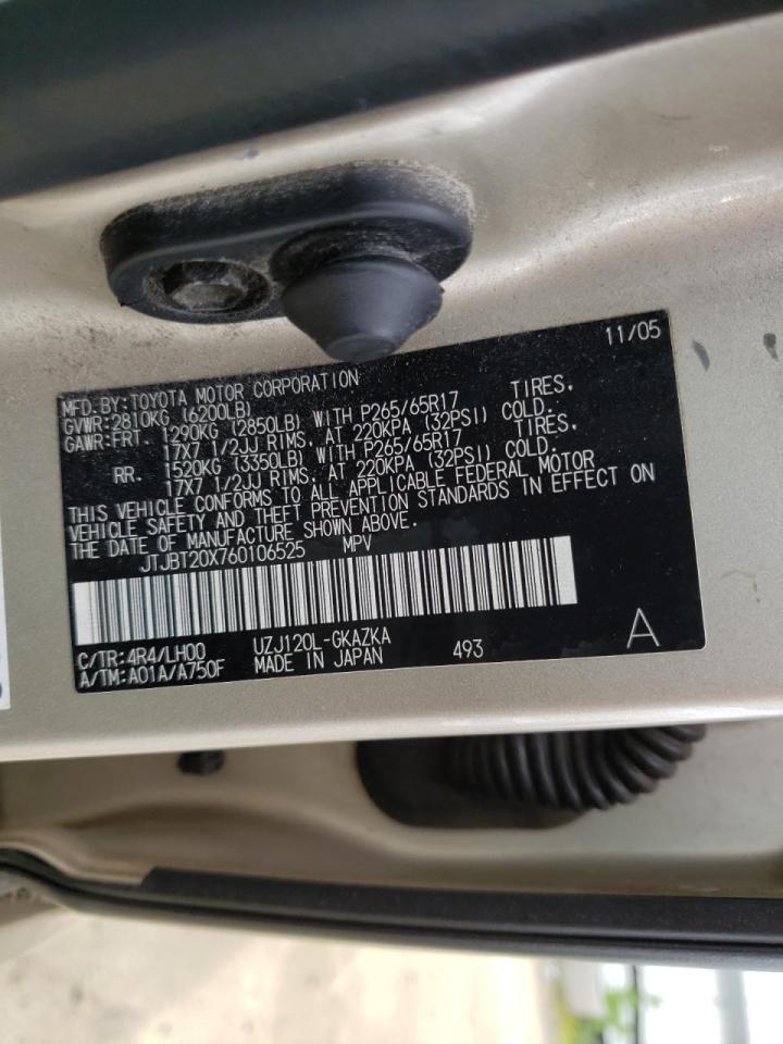 Photo 10 from auction – 2006 LEXUS GX 470 with VIN JTJBT20X760106525