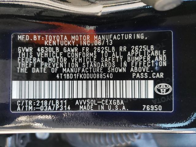 Photo 10 from auction – 2013 TOYOTA CAMRY HYBR with VIN 4T1BD1FK0DU088540