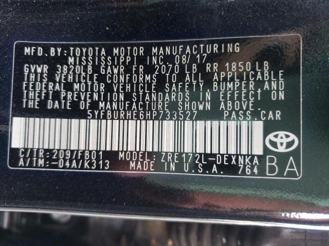 Photo 10 from auction – 2017 TOYOTA COROLLA L with VIN 5YFBURHE6HP733527
