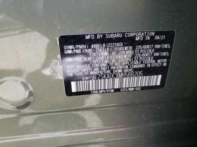 Photo 10 from auction – 2021 SUBARU FORESTER with VIN JF2SKADCXMH588205