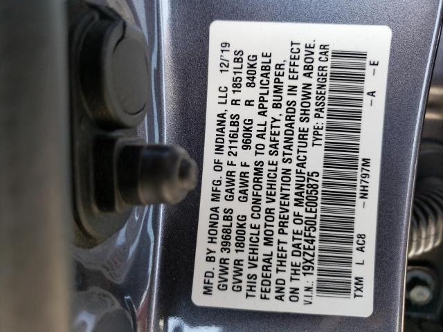 Photo 10 from auction – 2020 HONDA INSIGHT EX with VIN 19XZE4F50LE005875