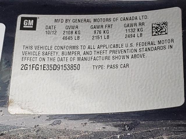 Photo 10 from auction – 2013 CHEVROLET CAMARO LT with VIN 2G1FG1E35D9153850