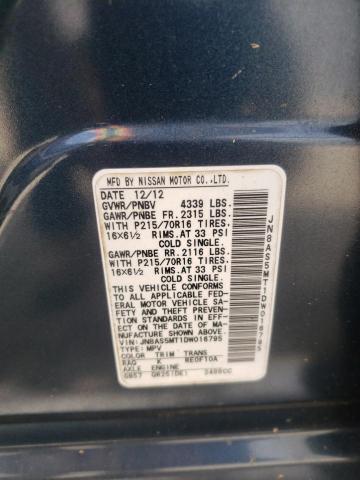 NISSAN ROGUE S 2013 with VIN JN8AS5MT1DW016795 - Photo from auction