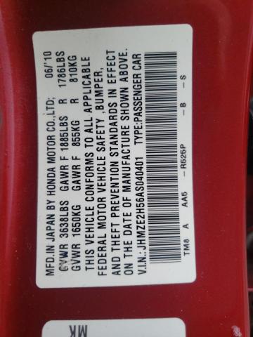 Photo 10 from auction – 2010 HONDA INSIGHT LX with VIN JHMZE2H56AS040401