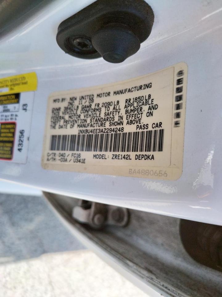 Photo 10 from auction – 2010 TOYOTA COROLLA BA with VIN 1NXBU4EE3AZ294248