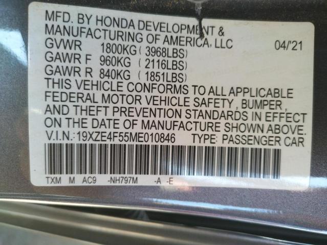 Photo 10 from auction – 2021 HONDA INSIGHT EX with VIN 19XZE4F55ME010846