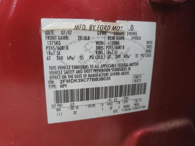 Photo 10 from auction – 2007 FORD EDGE SEL P with VIN 2FMDK39C77BB38035