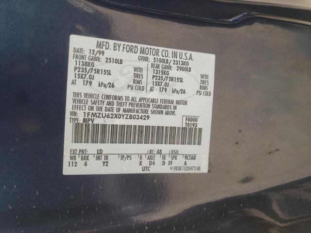 Photo 10 from auction – 2000 FORD EXPLORER X with VIN 1FMZU62X0YZB03429
