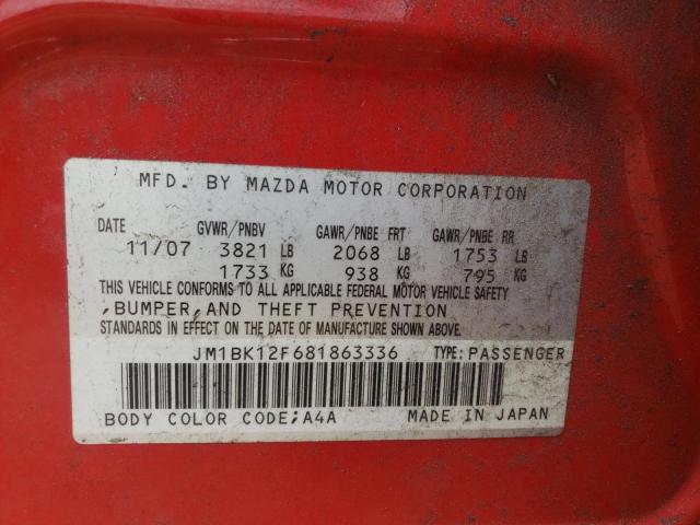 Photo 10 from auction – 2008 MAZDA 3 I with VIN JM1BK12F681863336