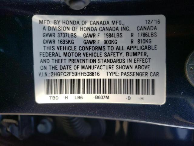 Photo 10 from auction – 2017 HONDA CIVIC LX with VIN 2HGFC2F59HH508816