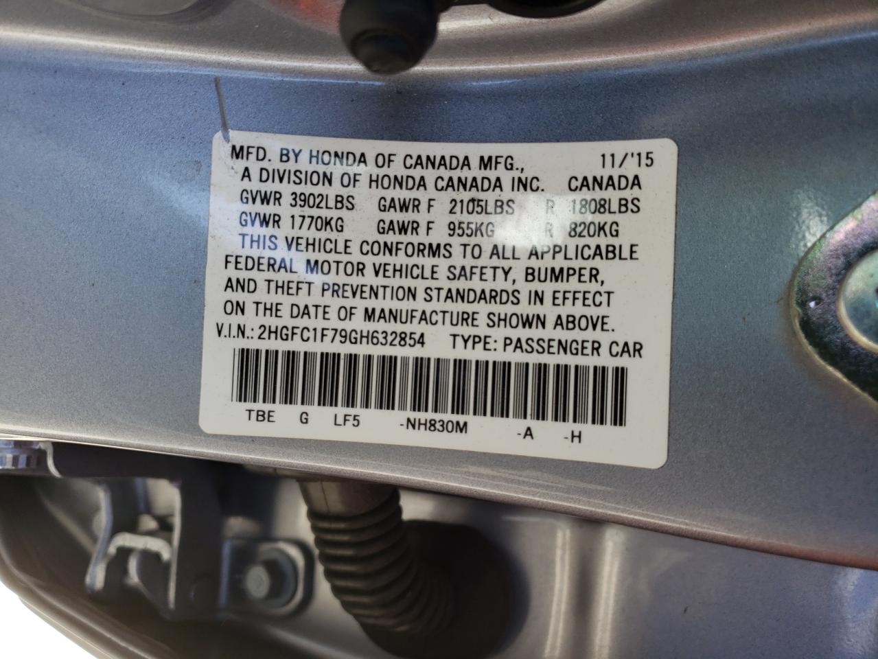 Photo 11 from auction – 2016 HONDA CIVIC EXL with VIN 2HGFC1F79GH632854