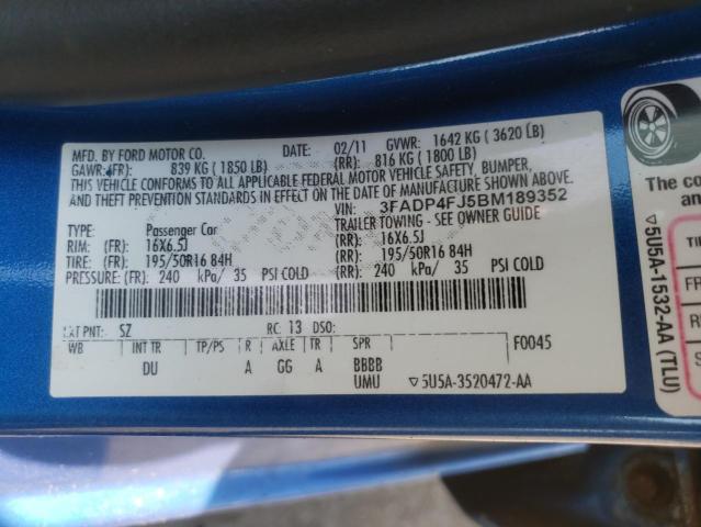 Photo 10 from auction – 2011 FORD FIESTA SES with VIN 3FADP4FJ5BM189352