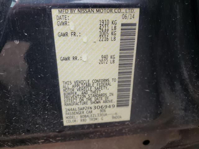 Photo 10 from auction – 2015 NISSAN ALTIMA 2.5 with VIN 1N4AL3AP2FN306949