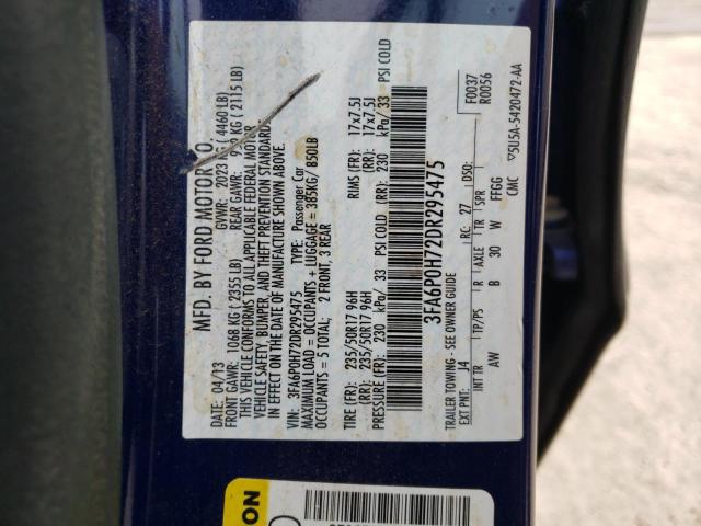 Photo 10 from auction – 2013 FORD FUSION SE with VIN 3FA6P0H72DR295475