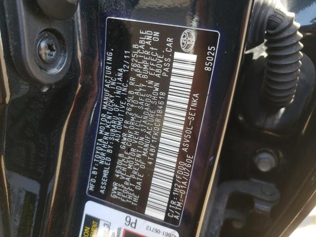Photo 10 from auction – 2012 TOYOTA CAMRY BASE with VIN 4T4BF1FK0CR184618