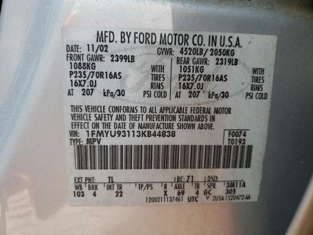Photo 10 from auction – 2003 FORD ESCAPE XLT with VIN 1FMYU93113KB44838