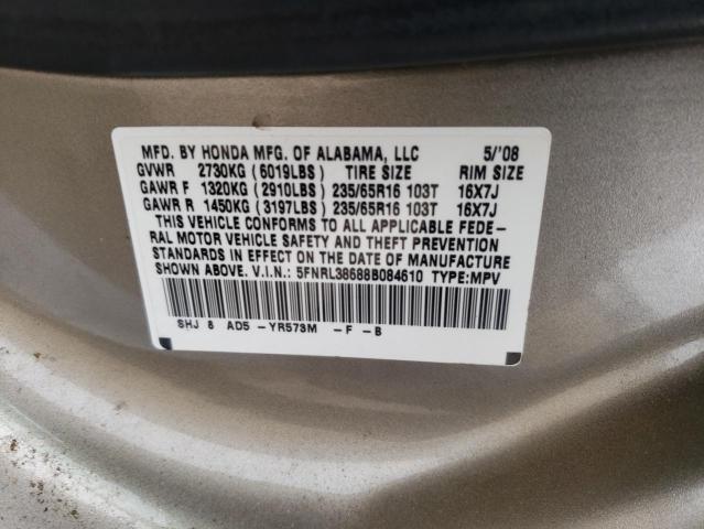 Photo 10 from auction – 2008 HONDA ODYSSEY EX with VIN 5FNRL38688B084610