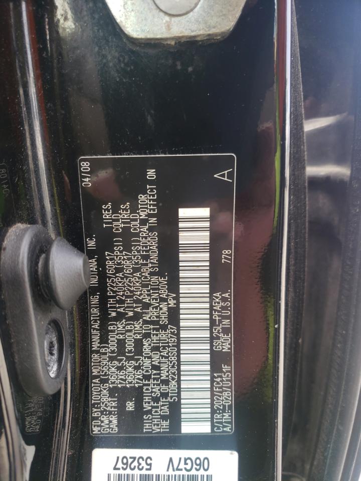 Photo 10 from auction – 2008 TOYOTA SIENNA LE with VIN 5TDBK23C58S019737