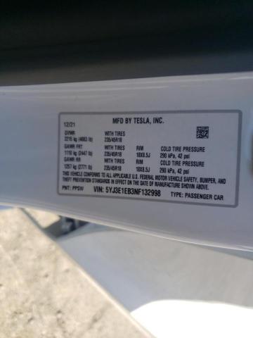 Photo 10 from auction – 2022 TESLA MODEL 3 with VIN 5YJ3E1EB3NF132998