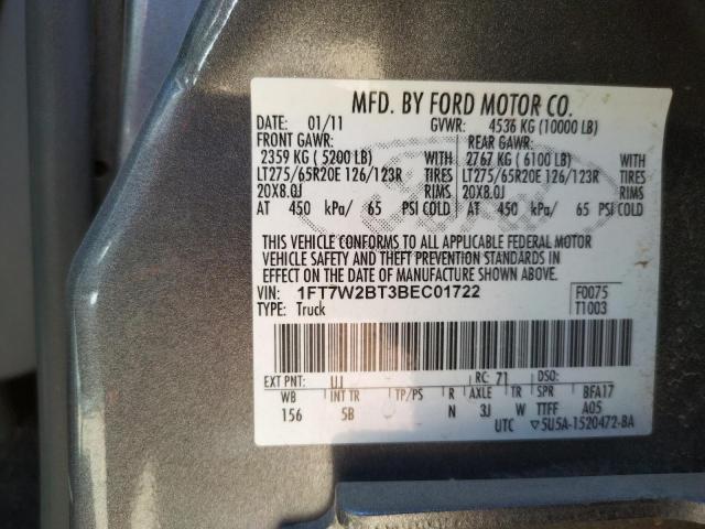 Photo 10 from auction – 2011 FORD F250 SUPER with VIN 1FT7W2BT3BEC01722