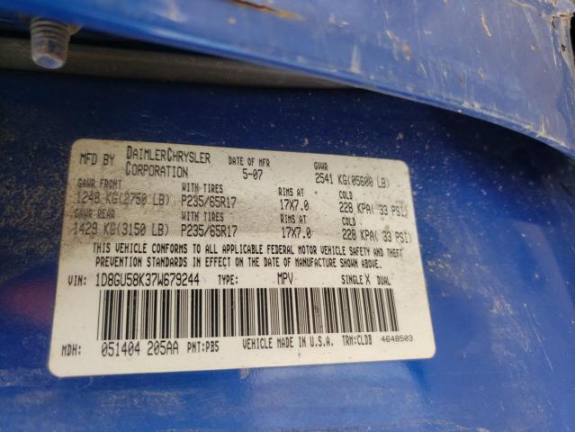 Photo 10 from auction – 2007 DODGE NITRO SLT with VIN 1D8GU58K37W679244