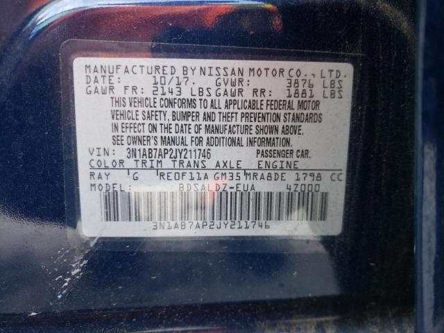 Photo 10 from auction – 2018 NISSAN SENTRA S with VIN 3N1AB7AP2JY211746