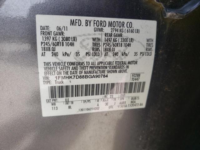FORD EXPLORER X 2011 with VIN 1FMHK7D88BGA90784 - Photo from auction