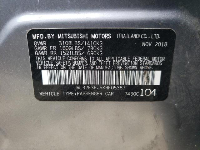Photo 10 from auction – 2019 MITSUBISHI MIRAGE G4 with VIN ML32F3FJ5KHF05387