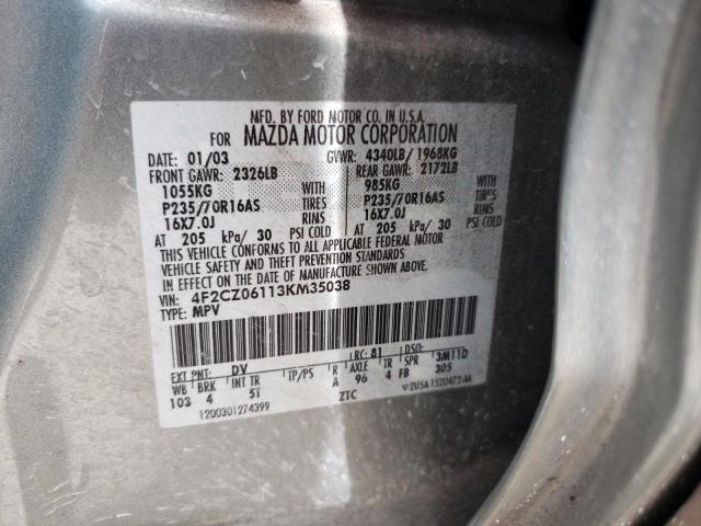 Photo 10 from auction – 2003 MAZDA TRIBUTE ES with VIN 4F2CZ06113KM35038