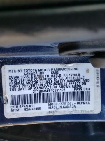 Photo 10 from auction – 2004 TOYOTA COROLLA with VIN 2T1BR38E94C261123