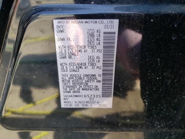 Zdjęcie 10 z aukcji – 2015 NISSAN PATHFINDER z VIN 5N1AR2MM4FC652335