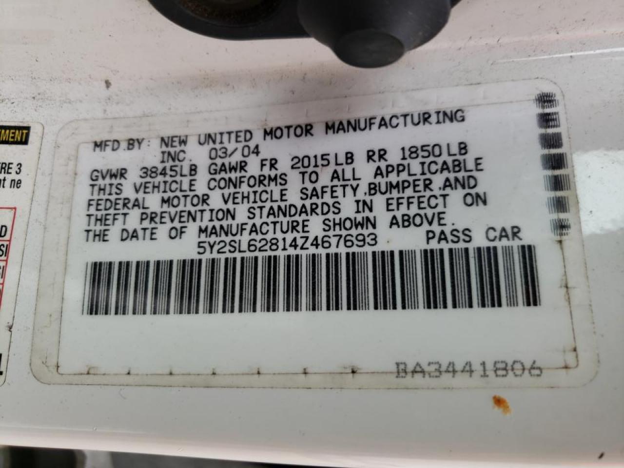 Photo 20 from auction – 2004 PONTIAC VIBE with VIN 5Y2SL62814Z467693