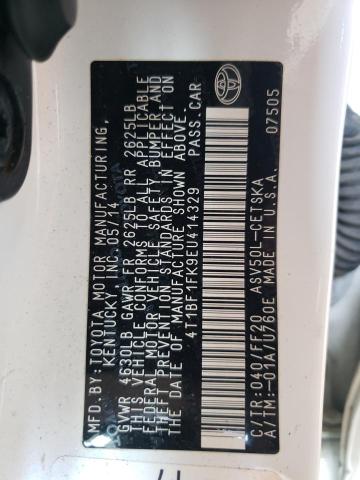 Photo 10 from auction – 2014 TOYOTA CAMRY L with VIN 4T1BF1FK9EU414329