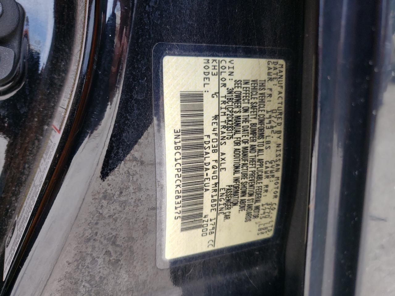 Photo 10 from auction – 2012 NISSAN VERSA S with VIN 3N1BC1CP2CK283175