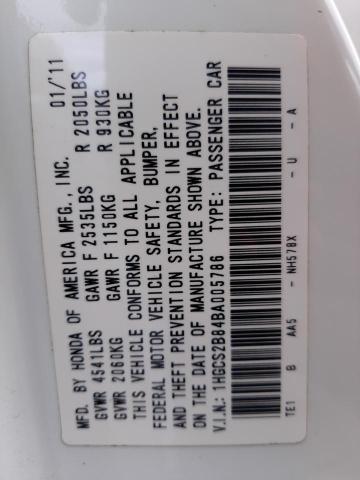 Photo 10 from auction – 2011 HONDA ACCORD EXL with VIN 1HGCS2B84BA005786