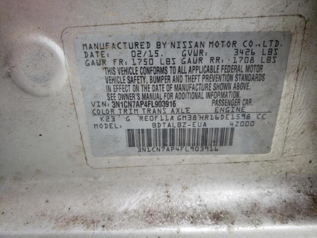 Photo 10 from auction – 2015 NISSAN VERSA S with VIN 3N1CN7AP4FL903916