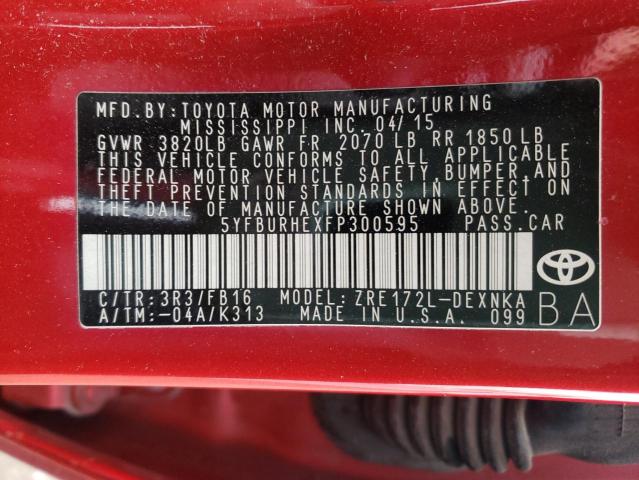 Photo 10 from auction – 2015 TOYOTA COROLLA L with VIN 5YFBURHEXFP300595