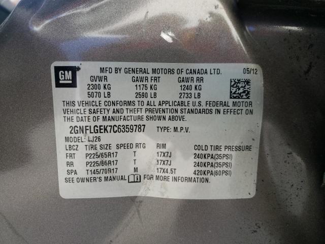 Photo 10 from auction – 2012 CHEVROLET EQUINOX LT with VIN 2GNFLGEK7C6359787