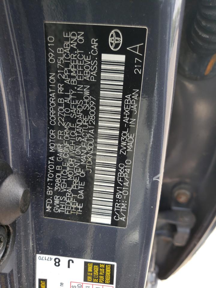 Photo 10 from auction – 2010 TOYOTA PRIUS with VIN JTDKN3DU7A1280097