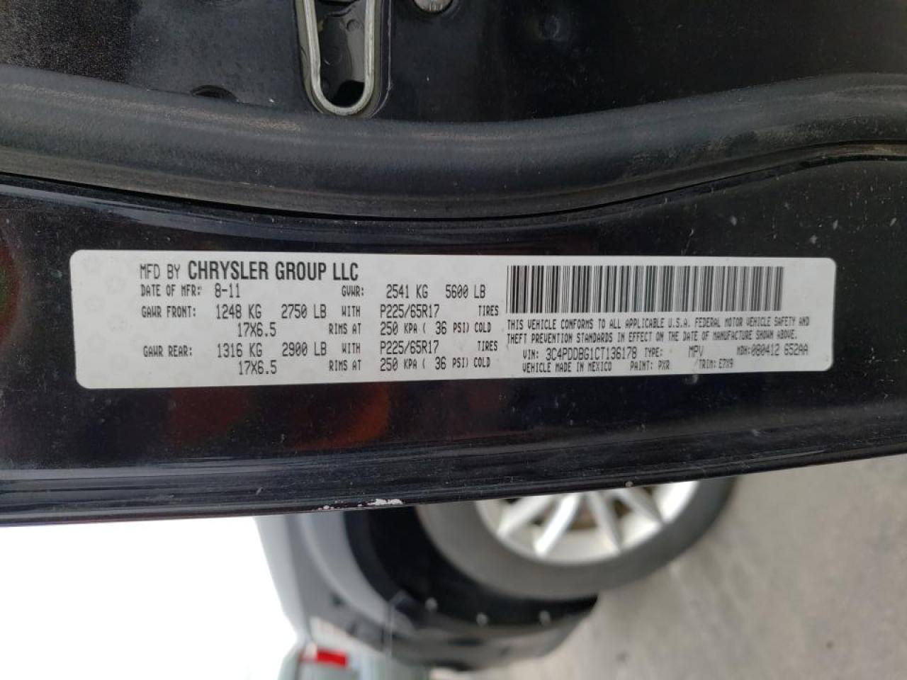 Photo 10 from auction – 2012 DODGE JOURNEY SX with VIN 3C4PDDBG1CT136178