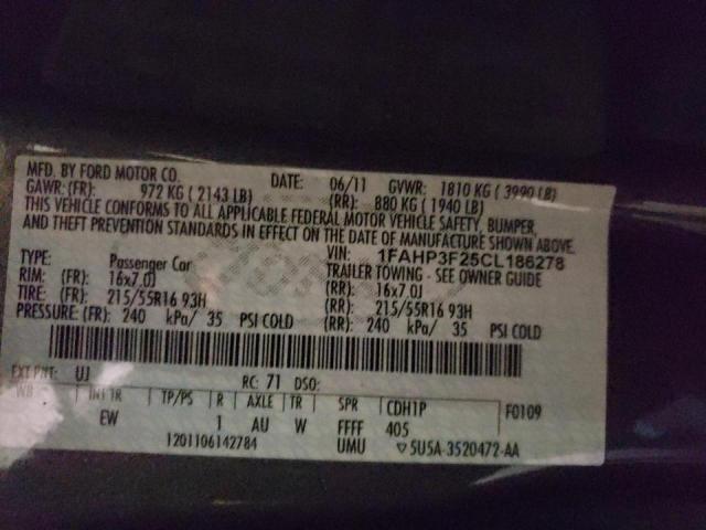 Photo 10 from auction – 2012 FORD FOCUS SE with VIN 1FAHP3F25CL186278