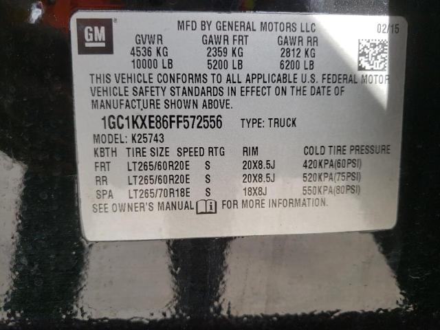 Photo 10 from auction – 2015 CHEVROLET SILVERADO with VIN 1GC1KXE86FF572556