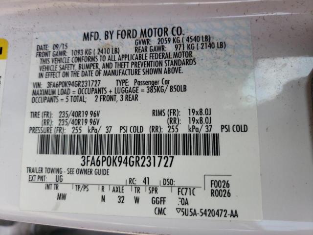 Photo 10 from auction – 2016 FORD FUSION TIT with VIN 3FA6P0K94GR231727