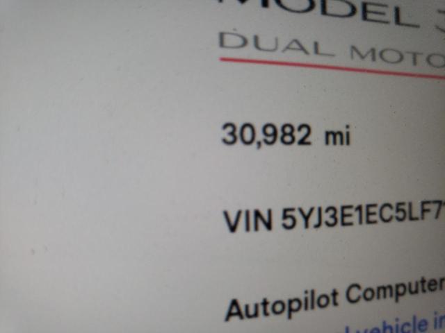Photo 8 from auction – 2020 TESLA MODEL 3 with VIN 5YJ3E1EC5LF719404