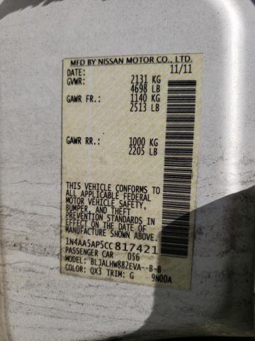 Photo 10 from auction – 2012 NISSAN MAXIMA S with VIN 1N4AA5AP5CC817421