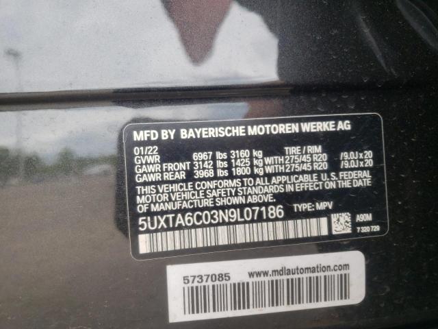 Photo 10 from auction – 2022 BMW X5 XDRIVE4 with VIN 5UXTA6C03N9L07186